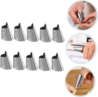 Gatuida 10pcs Vegetable Peeler Slice Finger Protectors Cutting Chopper Guards Reusable Stainless Steel Safety Finger Cover