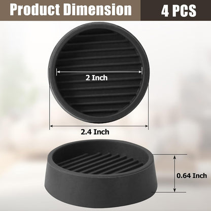 4 Pack 1.5 Inch Round Rubber Caster Cups Floor Protector Brown | Dense Rubber Anti-Slip Firm Grip, Floor Protection From Scratches, Slide-In No Tools Needed, Blends With Wood Metal Finishes