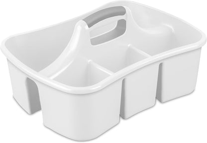 Large 5 Gal Divided Cleaning Caddy with Handle | Divided compartments, portable storage, 17.75 x 13.25 x 7.75 in, ideal for housekeeping, dorm and shower use