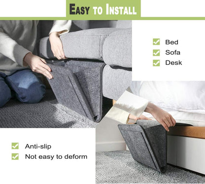 Bedside Caddy Organizer Storage Pocket Small Things Holder, Gray | Simple and Durable Storage Solution for Home, College, Dorm, Bunk, Sofa