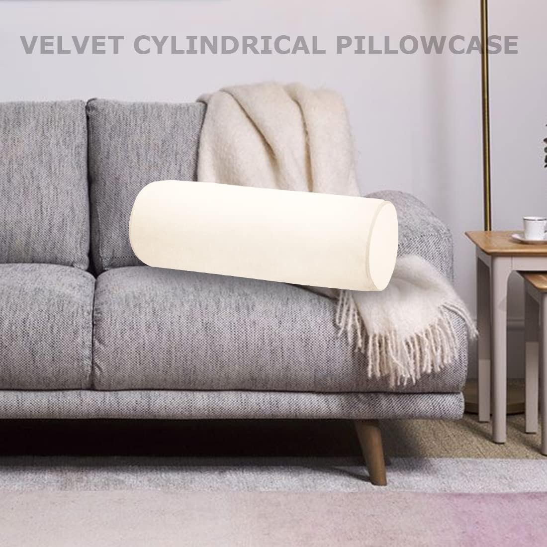 Neck Roll Pillowcases Velvet Cylindrical Pillow Covers 16"x6" with Hidden Zipper for House Home Decor Neck Roll Pillow Cervical Neck Roll Memory Pillow Cylinder Round Cushion (Black, 16x6)