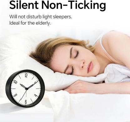 Silent Analog Loud Alarm Clock for Bedrooms, 4.5" Battery Operated Alarm Clock with Modern Round Design, Plastic Small Desk Clock for Heavy Sleepers Adults Teens Seniors College Dorms, Green