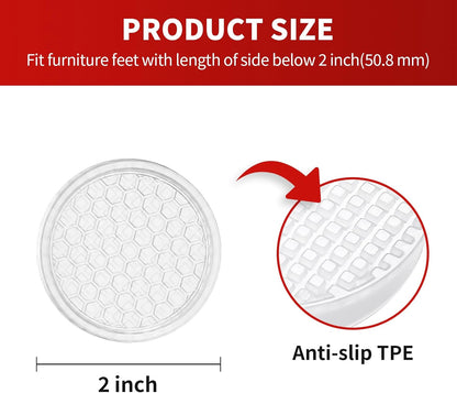 Ezprotekt Non Slip Furniture Pads, 12 Pcs 2" Anti Skid Rubber Furniture Caster Cups, Anti-Slip Furniture Coasters for Hardwood Floors, Anti Slide Floor Protectors for Bed Couch Stoppers (Black)