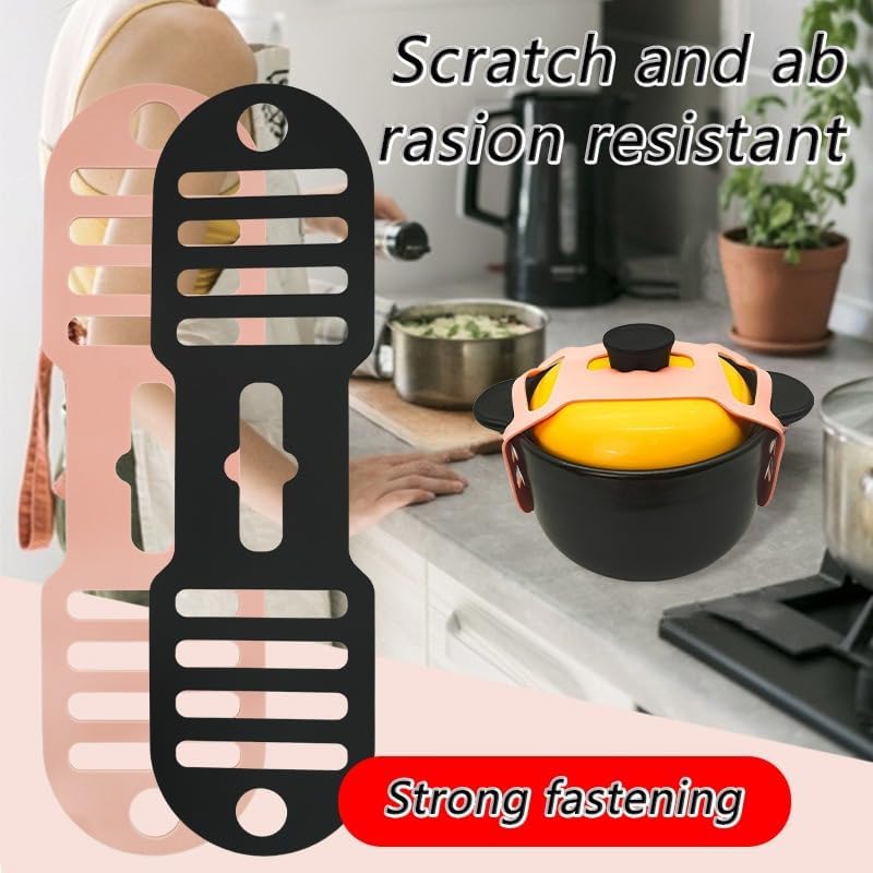 Silicone Lid Lock Strap for Crockpot Slow Cooker (6/7/8 Quart) - Universal Rubber Band Secure Lid Holder | Heat-Resistant, No-Spill Design Transport Accessories(Black)