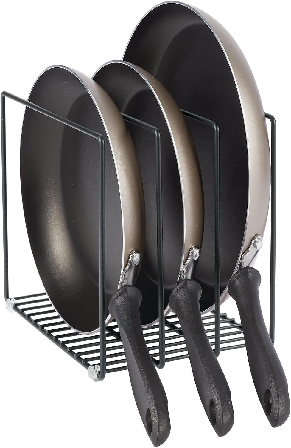 mDesign 3 Slot Tray and Pan Rack — Metal Wire Rack for Pantry and Kitchen Storage — Freestanding Pan Lid Holder Also for Baking Trays and Crockery – Silver