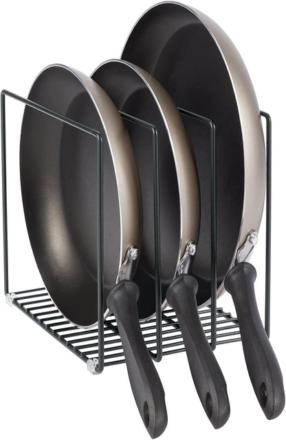 mDesign 3 Slot Tray and Pan Rack — Metal Wire Rack for Pantry and Kitchen Storage — Freestanding Pan Lid Holder Also for Baking Trays and Crockery – Silver