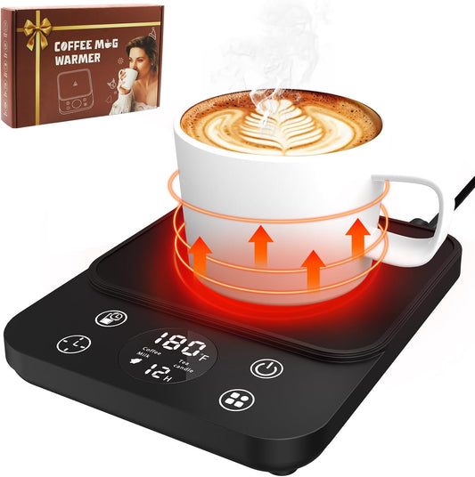 Coffee Mug Warmer for Desk, Upgraded Smart Electric Coffee Warmer, 1H Drink Water Reminder, 4 Mode, 8H Auto Shut Off, 9 Temperature, 12H Timer, Gifts for Women and Men