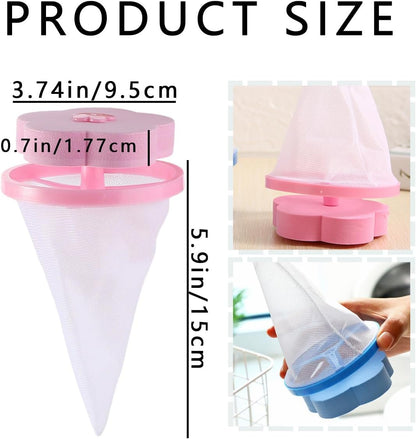 8 PCS Hair Filter Bag Floating Lint Catcher for Washing Machine Pet Hair Catcher Flowers Shape Lint Trap Cleaning Tool Reusable Washing Hair Filter Cleaning Mesh Bag Dog Cat Hair Remover for Laundry