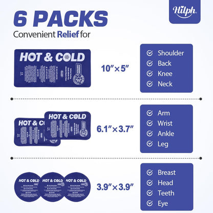 Hilph Ice Packs for Injuries 2 Pack, Hot Cold Gel Therapy Wrap with Strap