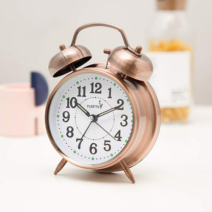 FLOITTUY Loud Alarm for Deep Sleepers 4'' Twin Bell Alarm Clock with Backlight for Bedroom and Home Decoration(Green)
