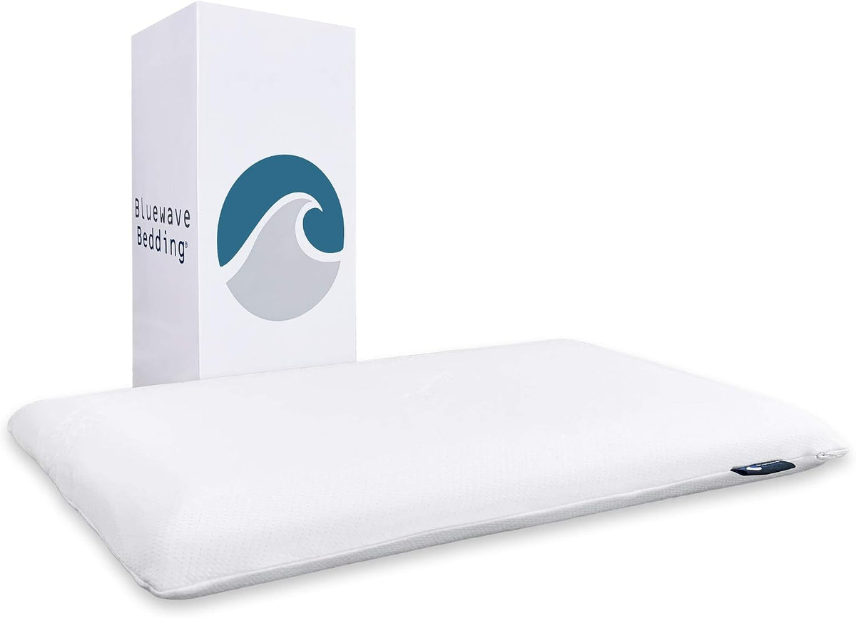 Bluewave Bedding Ultra Slim Gel Memory Foam Pillow for Stomach and Back Sleepers - Thin, Flat Design for Cervical Neck Alignment and Deeper Sleep (2.75-Inches Height, Standard Size)