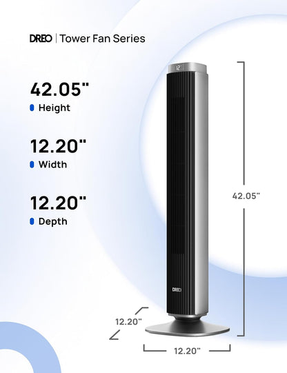 DREO Tower Fan for Bedroom, 90° Oscillating Fans that Blow Cold Air