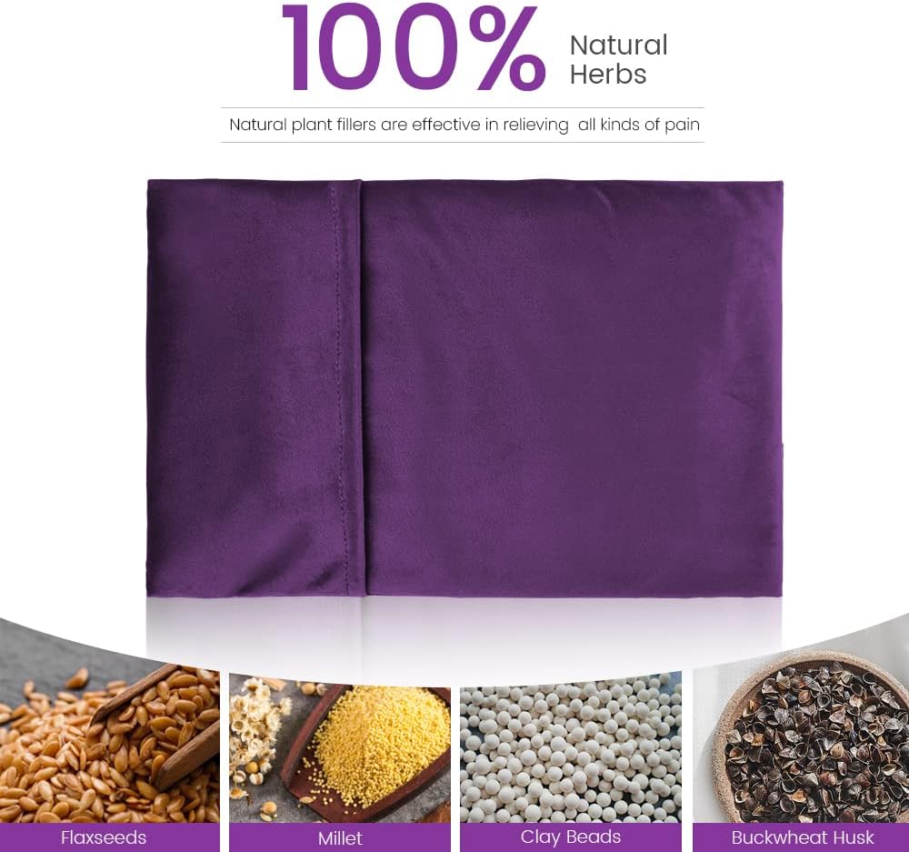 MORLIDEN Microwavable Heated Neck Wrap Warmer and Shoulder Weighted Heating Pad Microwave for Hot and Cold Compress - Purple