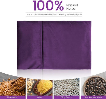 MORLIDEN Microwavable Heated Neck Wrap Warmer and Shoulder Weighted Heating Pad Microwave for Hot and Cold Compress - Purple