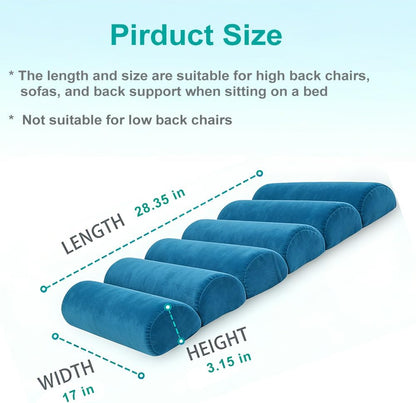 Lumbar Support Pillow for Office Chair,Multiple Adjustable | Back Support for Office Chair High Back/Couch/Sitting on Bed,Patented 6 Semi Cylindrical Back Cushion,Short Velvet Cover