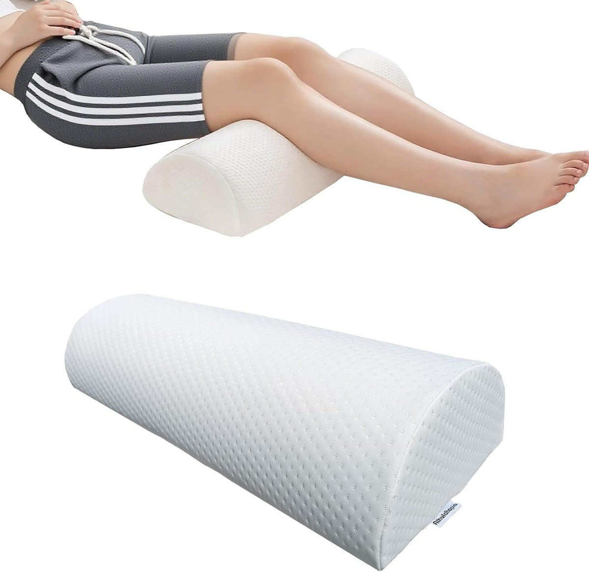 2 Pack Half Moon Bolster Pillow for Legs, Knees, Lower Back.Semi Roll Round Pillow for Ankle and Foot Comfort, Head Neck Spine Hip Pain Relief,Machine Washable Cover