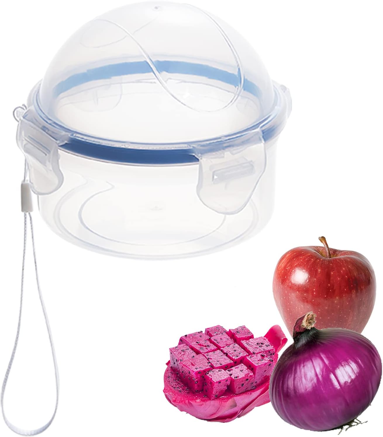 AYCCNH Onion Storage Container and Tomato Lemon Apple Produce Saver Holder, Portable Fruit and Vegetable Food Storage Keeper Containers for Fridge (1 Pack)