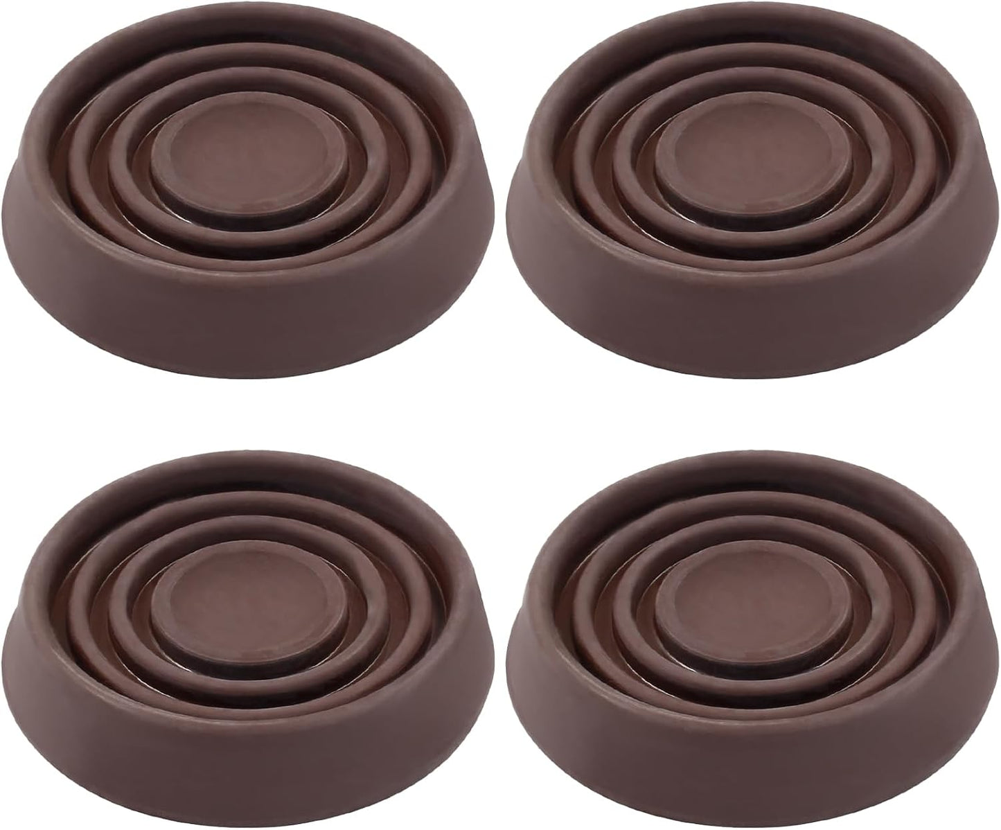 Murtenze 1.5 inch Furniture Caster Cups, Dark Brown, 4 Pack | Round Rubber, Anti Slide Floor Protector, For Bed Couch Table Chair Stoppers