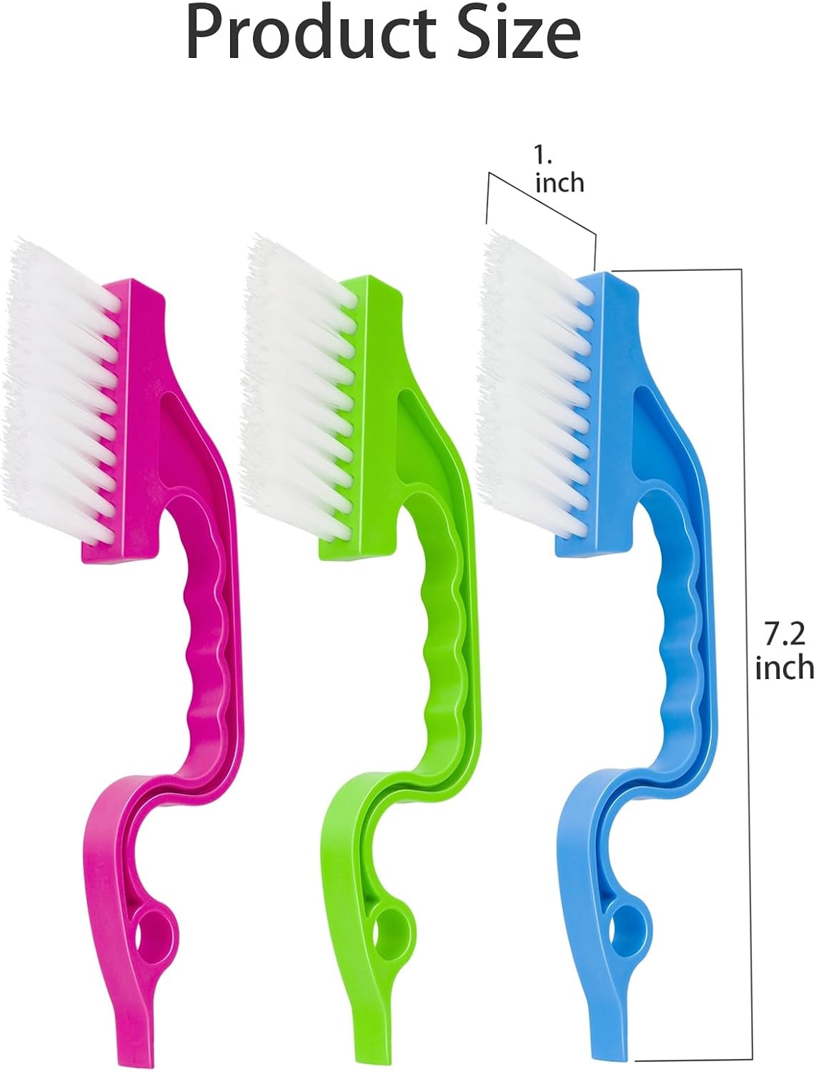 Asltw Swan Neck Cleaning Brush Set, 3 Angled Handle Scrub Brushes + 1 Crevice Brush for Window Tracks, Grout, Corners and Tight Spaces, Firm Bristles for Deep Cleaning in Kitchen and Bathroom
