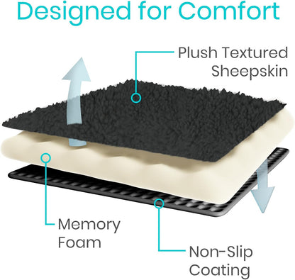 Vive Wheelchair Armrest Pads (2 PCS) - Memory Foam Sheepskin Cushion | Accessories for Transport Electric Wheel Chair Arm Rests - for Adults, Seniors, Handicapped - Soft Support for Office Chair