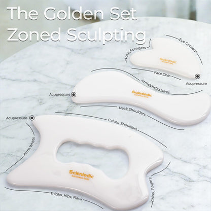 Scienlodic Gua Sha Massage Tool with Handle (Resin) Larger Guasha Scraping Tool for Back Neck Face Leg Massage, Lymphatic Drainage, Cellulite Remove - Large