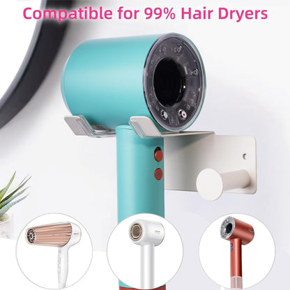 Hair Dryer Holder Wall Mounted, Stainless Steel Blow Dryer Holder for Bathroom, Hair Dryer and Straightener Holder Adhesive or Drilling, Hair Tool Organizer for Salon Barber Shops Banjekt