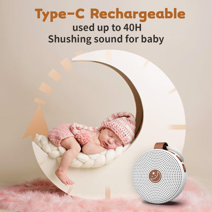 Portable Sound Machine Mini White Noise Machine Baby Shushing Brown Noise Machine with 30 Soothing Sounds for Kids Adults Dogs Auto-Off Timer 32 Volume Levels Sleep Machine for Home Office Privacy