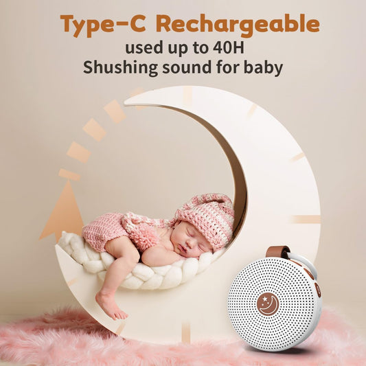 Portable Sound Machine Mini White Noise Machine Baby Shushing Brown Noise Machine with 30 Soothing Sounds for Kids Adults Dogs Auto-Off Timer 32 Volume Levels Sleep Machine for Home Office Privacy