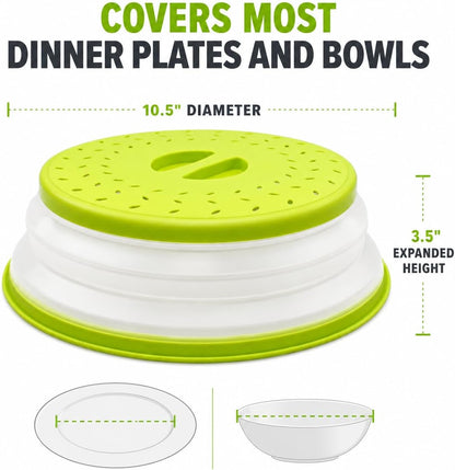 Collapsible Microwave Splatter Cover for Food 10.5 Inch Vented Blue