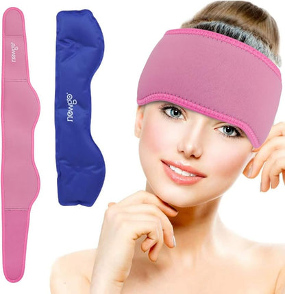 NEWGO Headache Ice Pack Head Wrap for Migraines, FSA Eligible | Reusable Head Ice Wrap, Removable Machine Washable, Soothes Tension Headaches, Sinus Pain, Chemo Discomfort, and Hot Flash