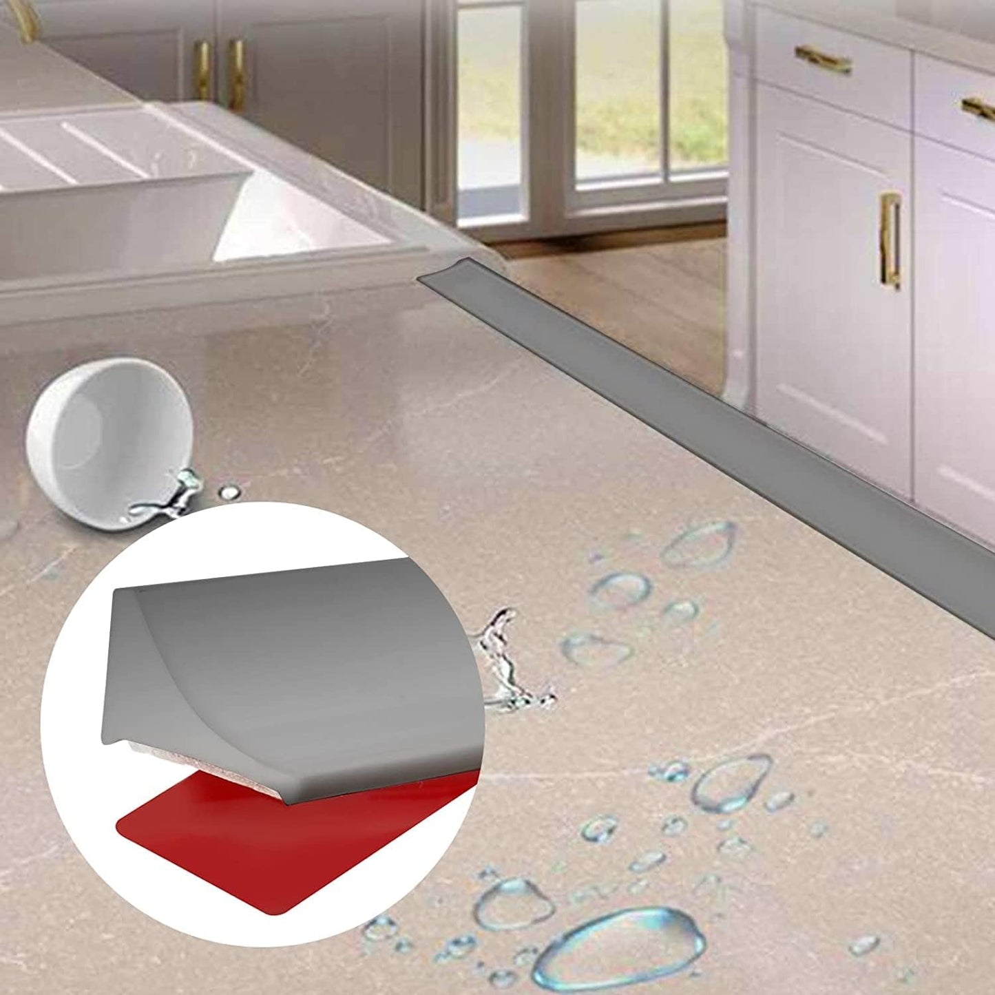 Raycity Silicone Shower Threshold Water Dam Barrier, 39 Inch, Clear | Self-Adhesive Glass Shower Door Bootom Seal Strip, Shower Water Guard Blocker for Walk in Bathroom, Kitchen