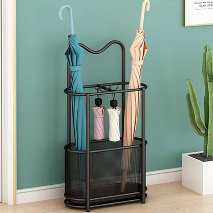 Metal Umbrella Holder Stand,Metal Umbrella Stand for Entryway, Stand Cane Holder with Drip Tray, Umbrella Rack Storage Bin Freestanding,Gold