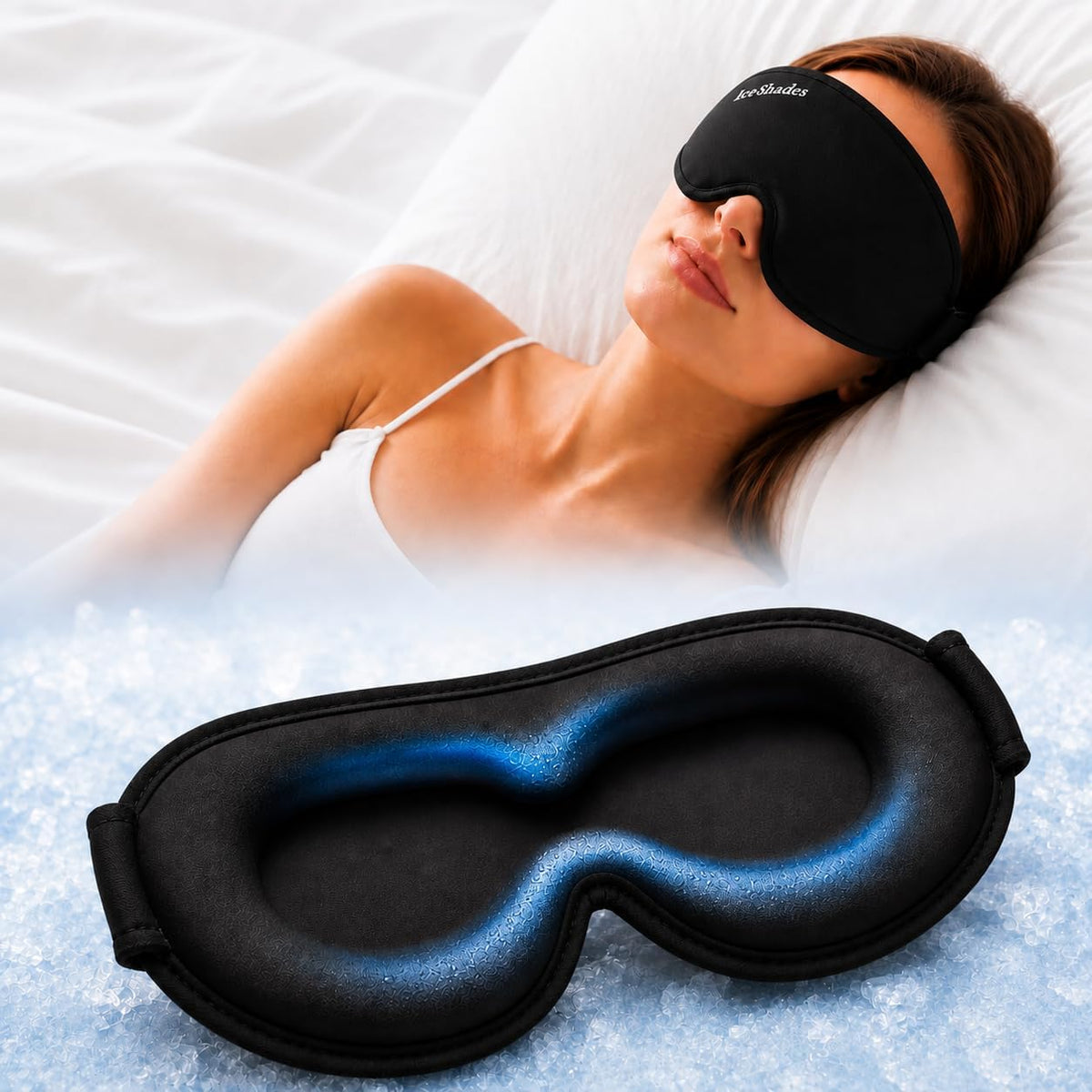 IceShades Cooling Gel Eye Mask for Migraine & Hangover Relief, Blue