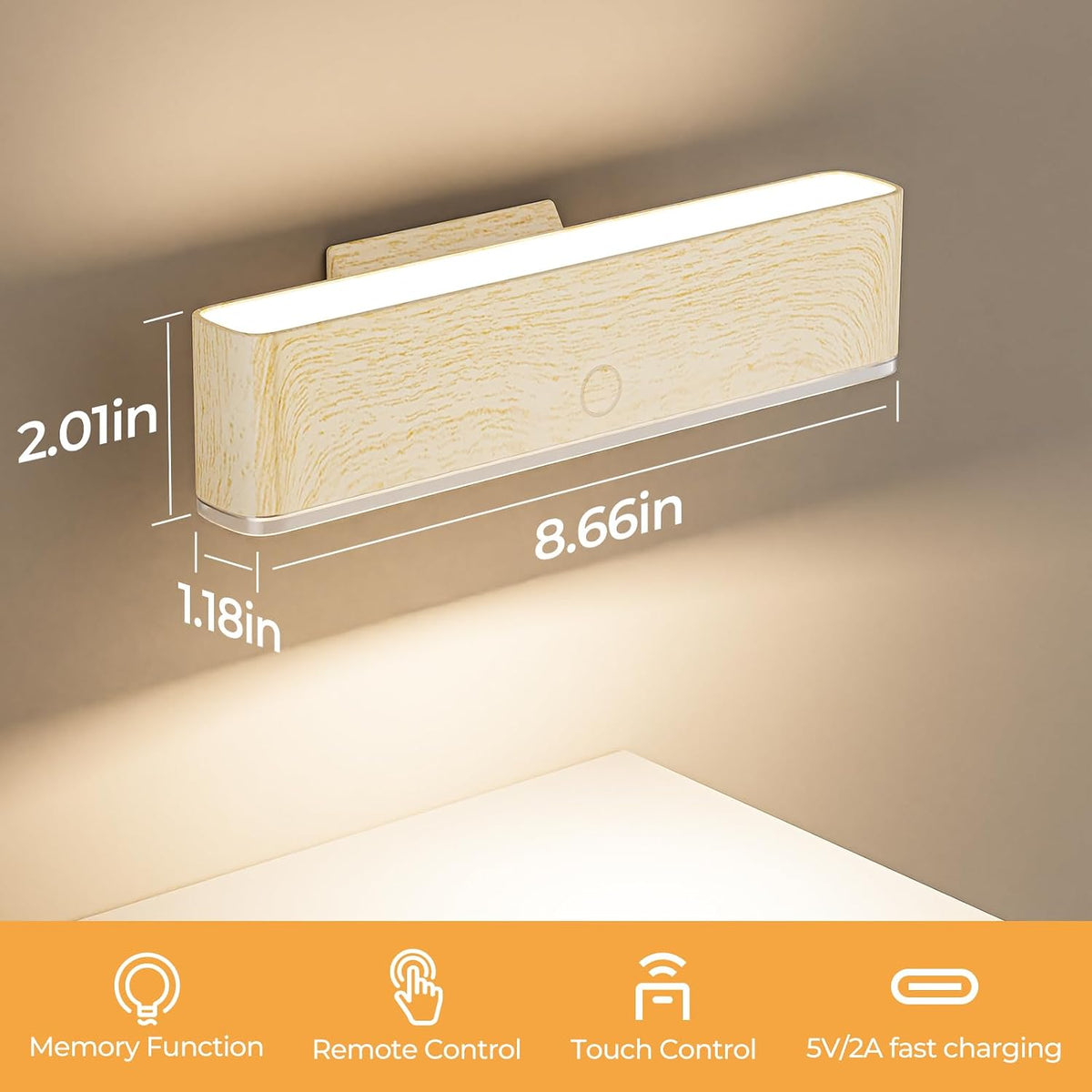 MOITA Battery Operated Wall Sconce Set of 2 Wireless Wall Lamp with Remote Control & Touch Control Rechargeable LED Wall Lights 3 Color Temperatures 360° Rotatable for Bedroom Living Room Black
