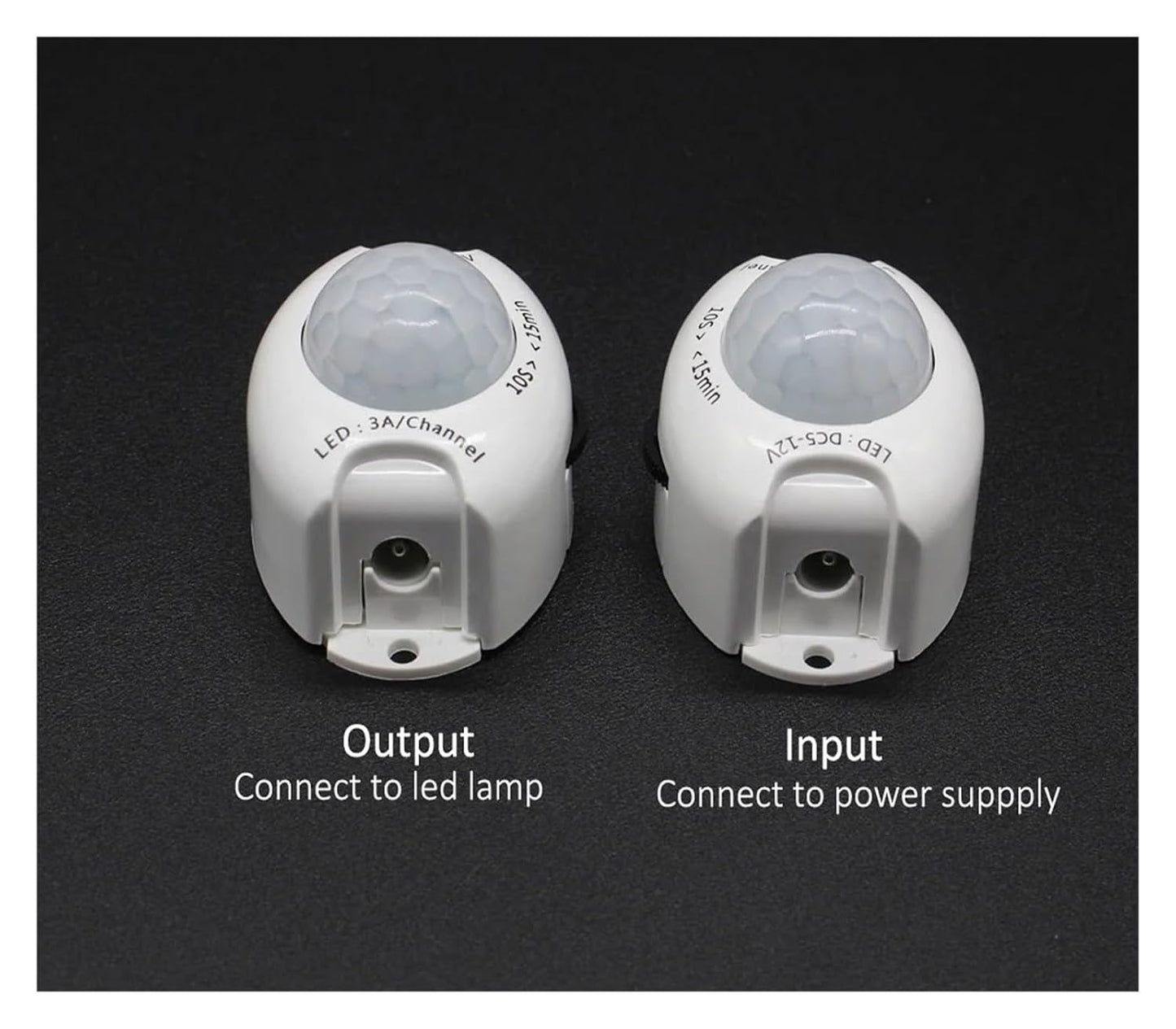 PIR Motion Sensor Light Switch 5V 12V DC Movement Activated Timer Switch ON Off for LED Strip Under Bed Lamp(Male to Male Wire)