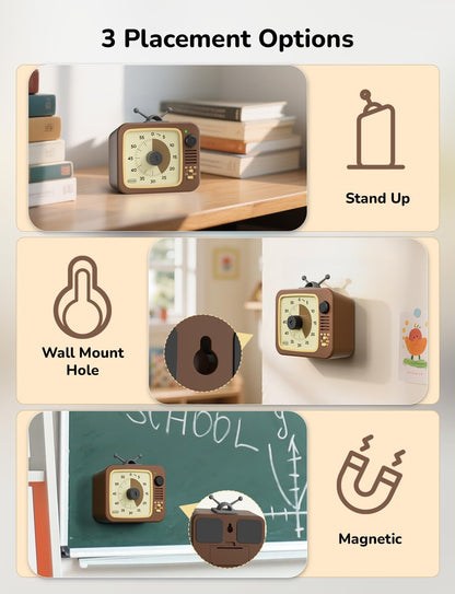 LIORQUE Visual Timer for Kids with Pause, 60 Minute Countdown Timer, Green | Non-Ticking, 3 Volume Levels, Back Magnetic, Two Ringing Durations, Light Indicator, for Classroom Kitchen Office ADHD