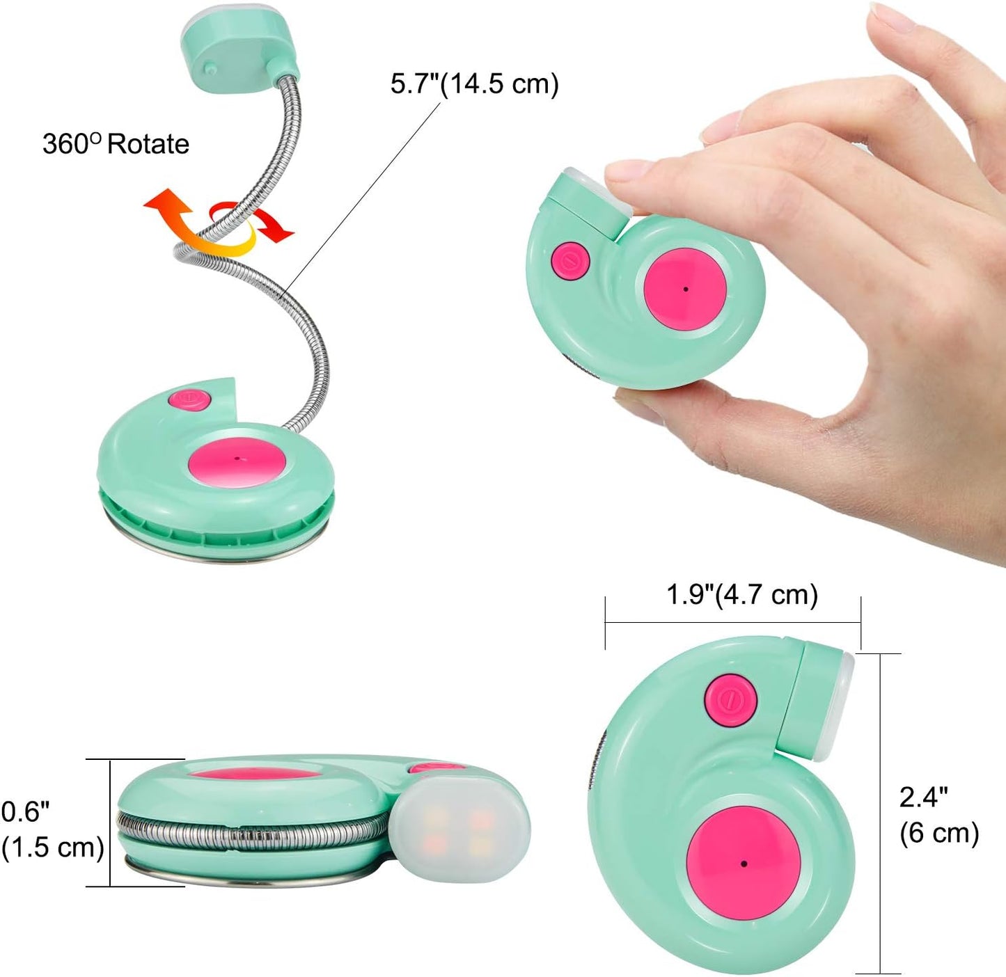 LUXSWAY Rechargeable Reading Light for Kids, LED Book Light with Magnetic Clip and Flexible Gooseneck, Cute Amber Bookmark Light - Violet