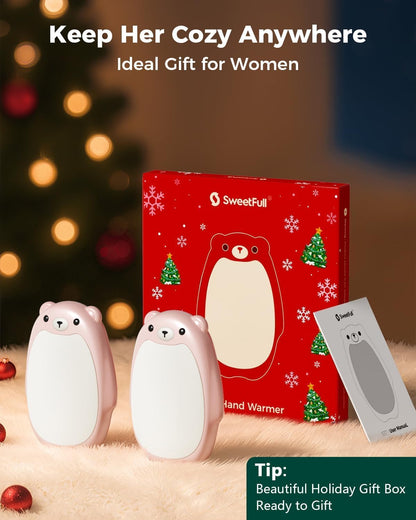 SWEETFULL Hand Warmers Rechargeable, 2-in-1 Magnetic Bear Electric | Cute Bear; Snap Together/Split Use; 3 Heat Levels; UL Safe; Reusable Portable Pocket Warmer for Kids & Wife, Camping & Gifts