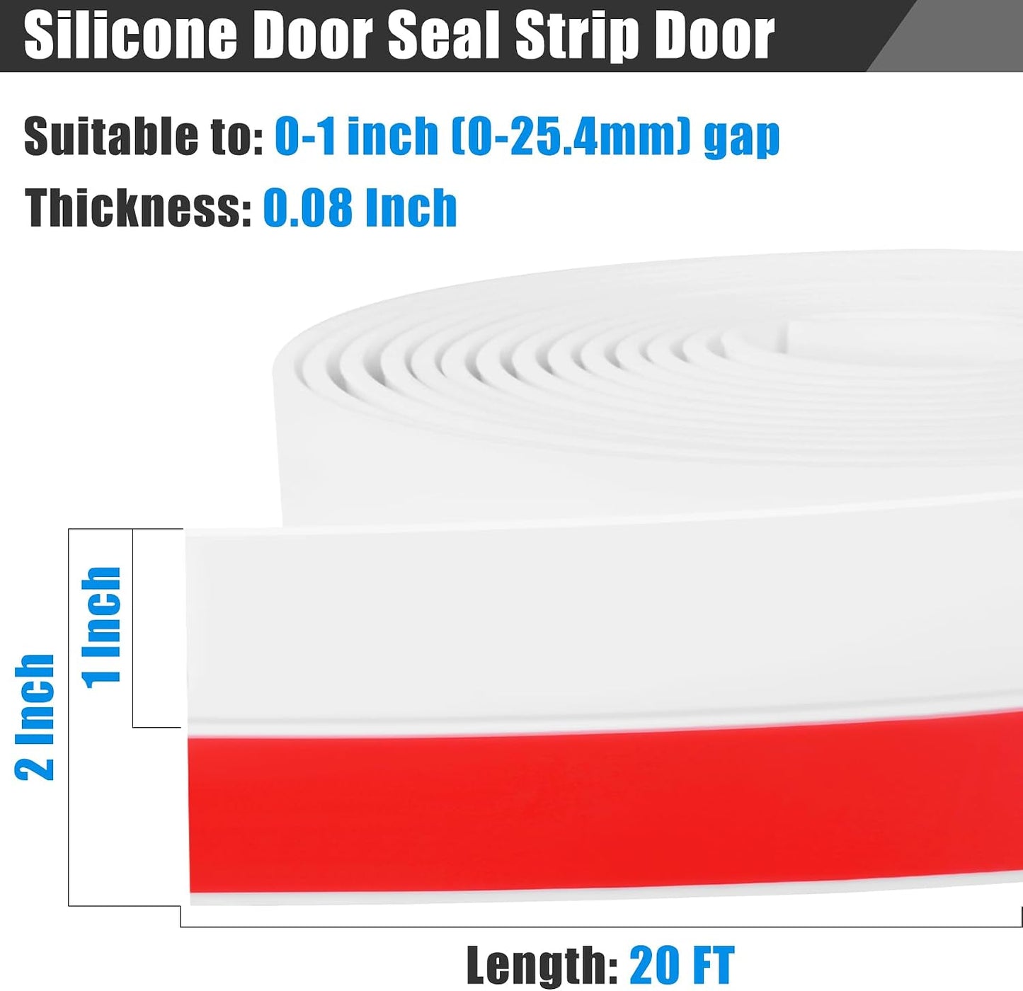 Draft Seal Tape for Doors and Windows 2 in x 20 Ft Silicone Weather Stripping Extra Thick 2mm Door Seal Strip with Strong Adhesive Draft Insulation Stopper Side Seal - Clear
