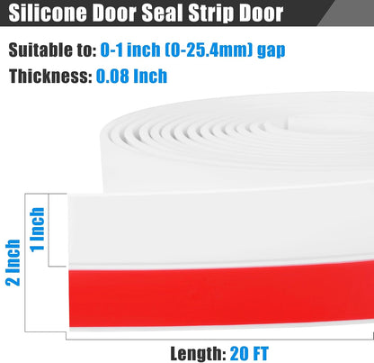 Draft Seal Tape for Doors and Windows 2 in x 20 Ft Silicone Weather Stripping Extra Thick 2mm Door Seal Strip with Strong Adhesive Draft Insulation Stopper Side Seal - Clear
