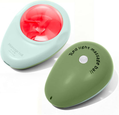 Red Light Vibrating Massage Ball - Handheld Trigger Point Tool for Deep Tissue Massage and Myofascial Release, Portable Massager for All Over the Body (Avocado)