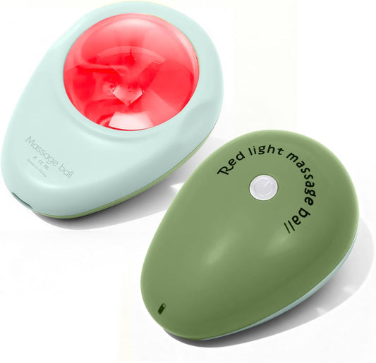 Red Light Vibrating Massage Ball - Handheld Trigger Point Tool for Deep Tissue Massage and Myofascial Release, Portable Massager for All Over the Body (Avocado)