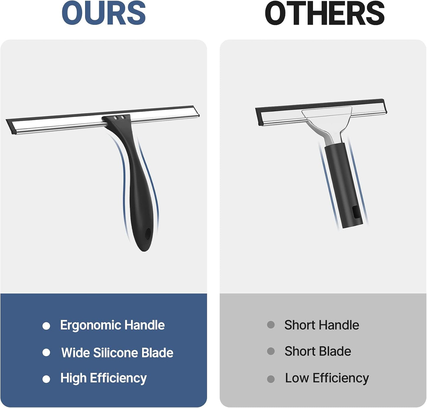 AmazerBath Squeegee for Shower Glass Door, All-Purpose Squeegee with Hook for Shower Doors, Windows, Mirrors, Tiles and Car Glass, 10 Inches