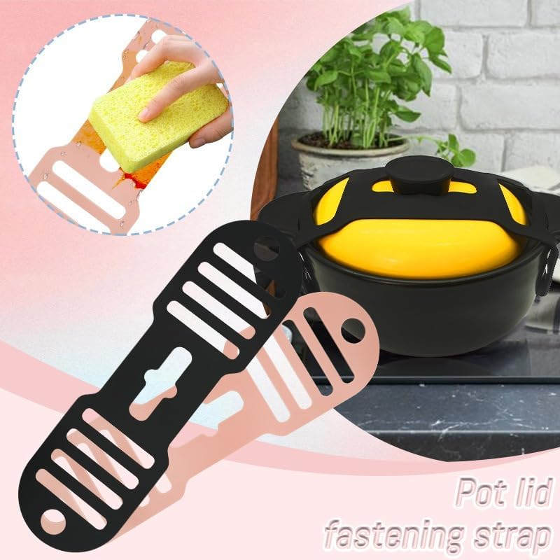 Silicone Lid Lock Strap for Crockpot Slow Cooker (6/7/8 Quart) - Universal Rubber Band Secure Lid Holder | Heat-Resistant, No-Spill Design Transport Accessories(Black)