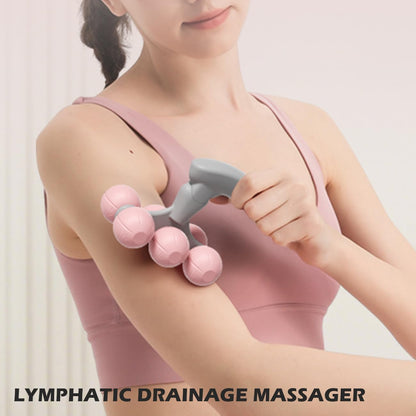 Lymphatic Massage Roller for Cellulite Remover Body Sculpting - Handheld Cellulite Massage Tool for Body Bloat Blood Circulation Lymphatic Drainage Pink