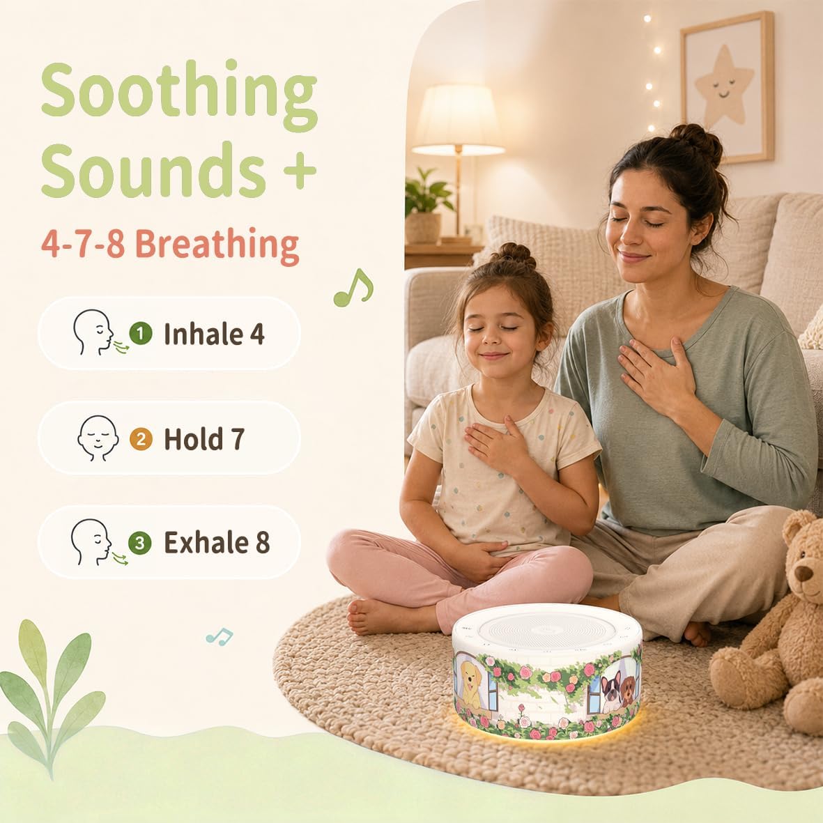 Kipcush White Noise Machine for Baby & Adults, 30 Soothing Sounds, Sleep Sound Machine with 8 Color Night Light, Memory Function, White Noise for Sleeping, Nursery, Office, Travel & Relaxation
