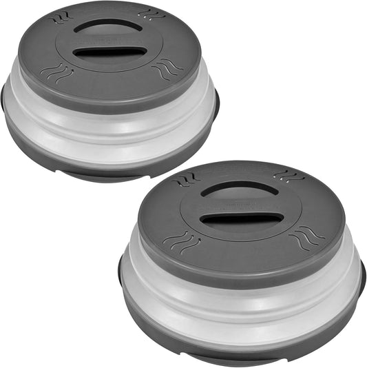 HOVER COVER Magnetic Microwave Splatter Cover 12" Collapsible - 2 pack Gray