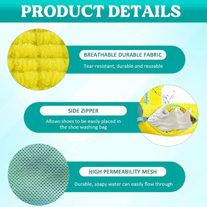 Shoe Washing Machine Bag 2 Pack, Laundry Shoe Bag for Washer and Dryer | 360°Deep Clean Durable Shoes, Reusable Shoe Cleaner Bags, Sneaker Washing Machine Bag, Yellow