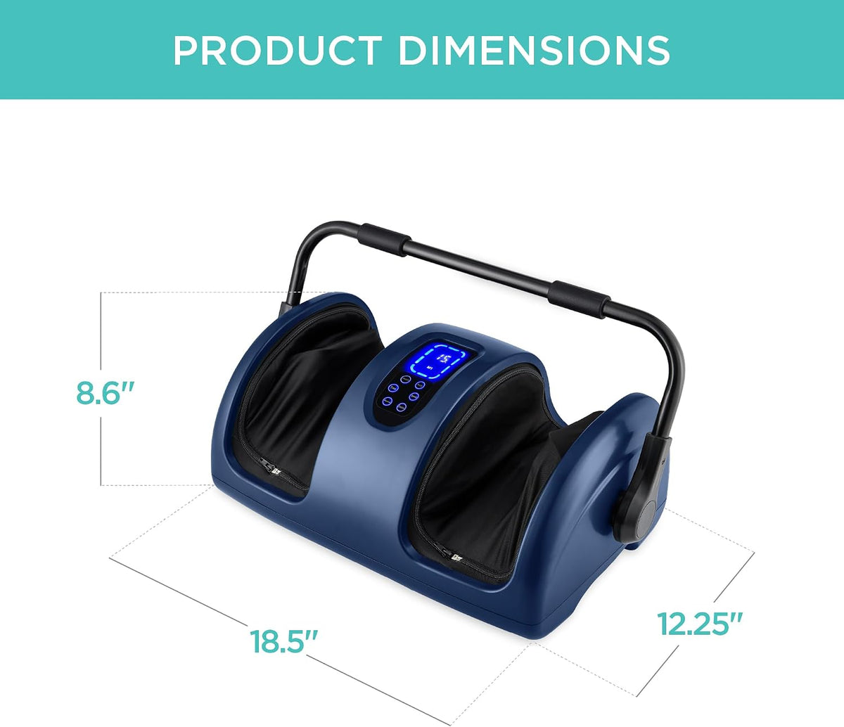 Best Choice Products Shiatsu Foot Massager with Heat for Plantar Fasciitis & Neuropathy, Kneading Foot & Calf Massager with Remote, 360° Adjustable Handle, Rolling & Compression Massage - Navy