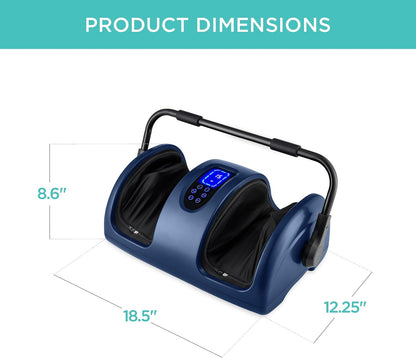 Best Choice Products Shiatsu Foot Massager with Heat for Plantar Fasciitis & Neuropathy, Kneading Foot & Calf Massager with Remote, 360° Adjustable Handle, Rolling & Compression Massage - Navy